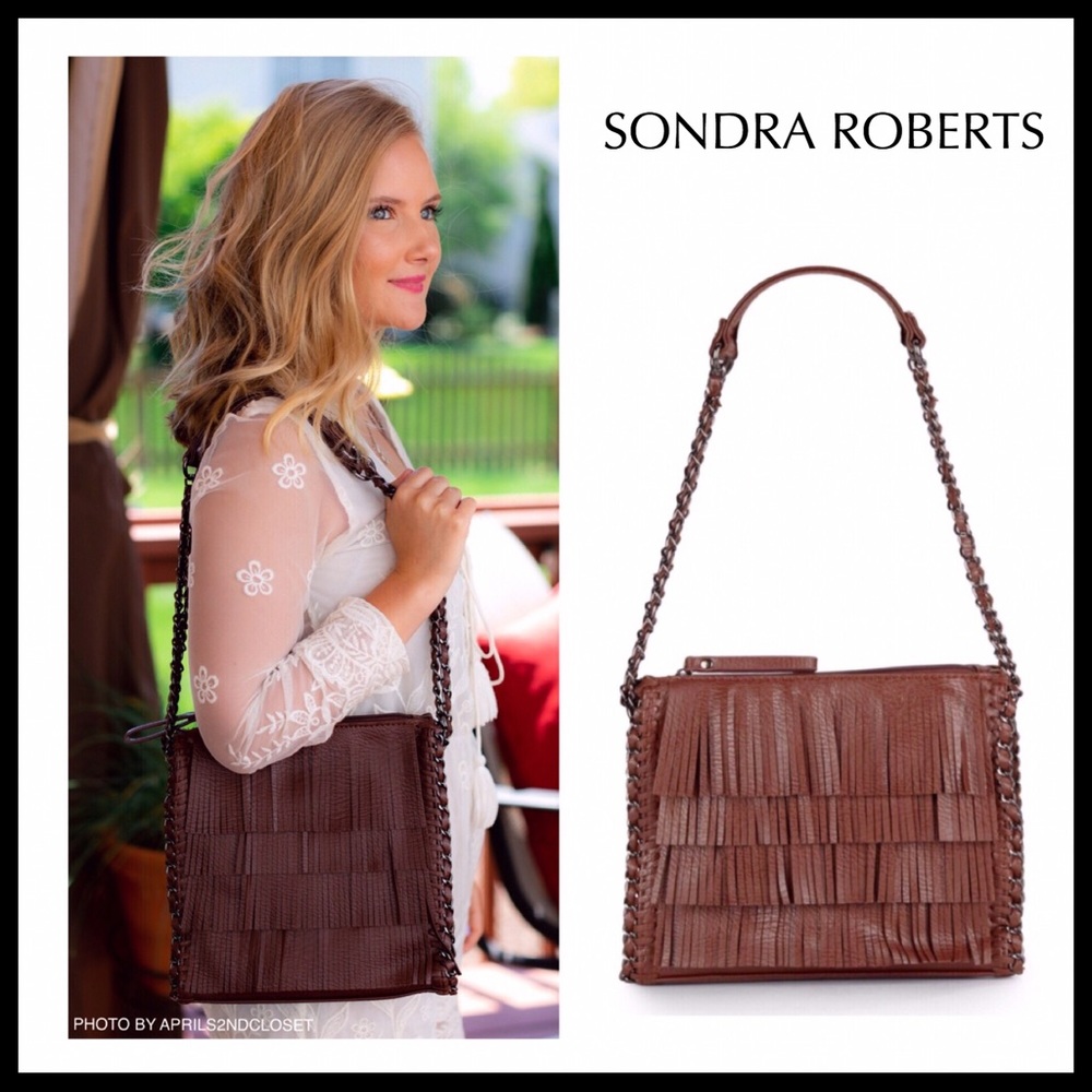 VEGAN LEATHER FRINGE SADDLE SHOULDER TOTE BAG - Picture 1 of 8
